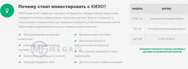 Условия Kiexo для клиентов брокера